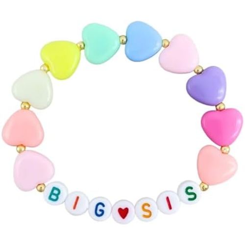Big Sister Bracelet Colorful Little Sister Bracelet Heart Rainbow Bestie Letter Beads Bangles for Women Y2K Jewelry Christmas Halloween New Year's Gifts