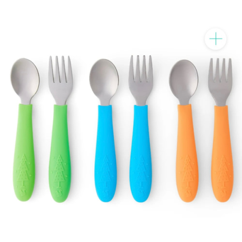 Babies/Toddler Stainless Steel Spoons + Forks with Silicone Handle