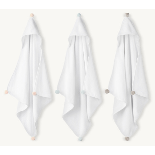 Pom-Pom Hooded Towel in Petal Pink | RH Baby & Child