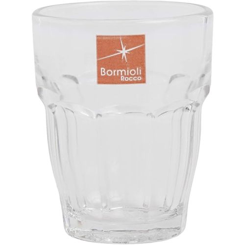 Bormioli Rocco Rock Bar 2.25 oz. Shot Stackable Tempered Beverage Glasses for Cold Drinks, Water, and Cocktails, Set of 6, Clear