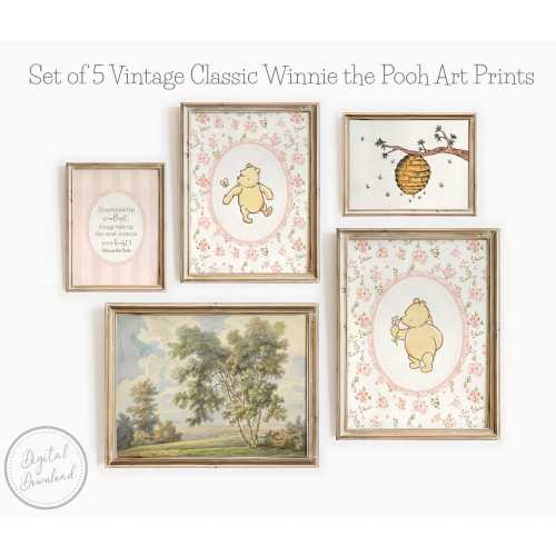 Winnie the Pooh Prints Classic Winnie the Pooh Print Vintage Pooh Nursery Decor Vintage Girls Nursery Baby Shower Gift PRINTABLE Wall Art