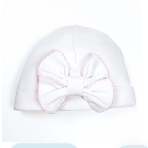 Essentials Solid Bow Hat - White Pink