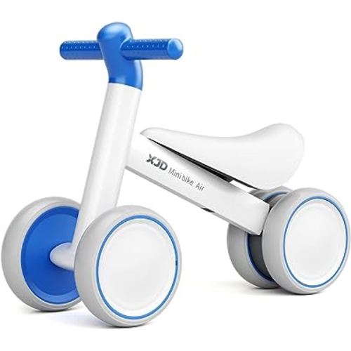 XJD Baby Balance Bikes Bicycle Baby Toys for 1 Year Old Boy Girl 12 Month -24 Months Toddler Bike Infant No Pedal 4 Wheels First Bike or Birthday Gift Children Walker (White Blue1, Upgrade)