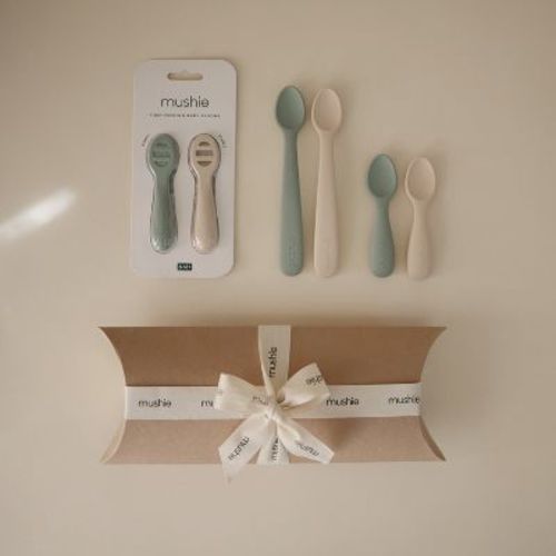 Mushie Essential Spoons Kit (cambridge Blue/shifting Sand)