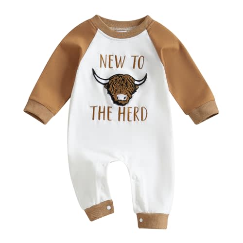 Western Baby Boy Girl Clothes Cow One Piece Oneise Jumpsuit Cowboy Cowgirl New to Here Romper Newborn Baby Outifts