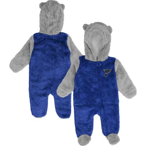 Newborn & Infant St. Louis Blues Blue Game Nap Teddy Fleece Bunting Full-Zip Sleeper