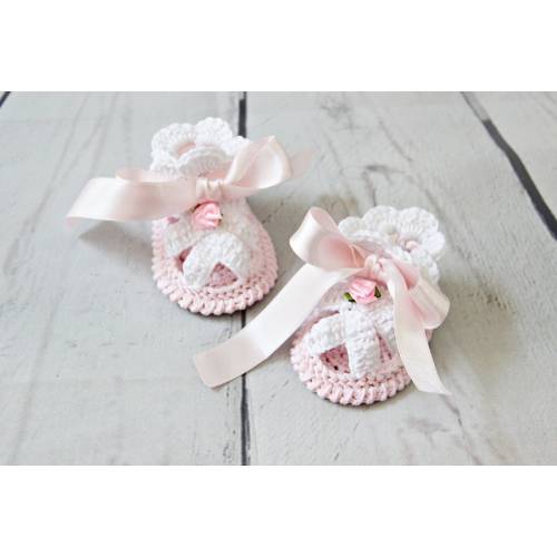 Crochet Baby Girl Sandals, Organic Cotton Cute Baby Booties, Newborn Girl Gift, Unique Boutique Booties
