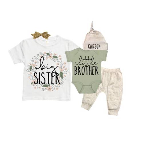 Big Sister/little Brother Matching Sibling Set. Baby Shower - Etsy