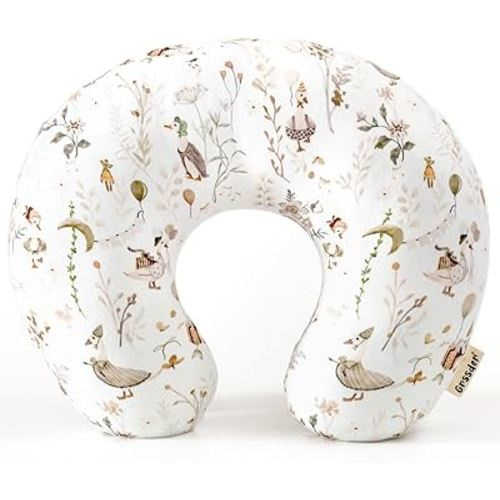 GRSSDER Nursing Pillow Cover Stretchy Minky Removable Nursing Covers for Breastfeeding Pillows, Ultra Soft Comfortable Slipcover for Boy and Girls, Cute Duck Pattern