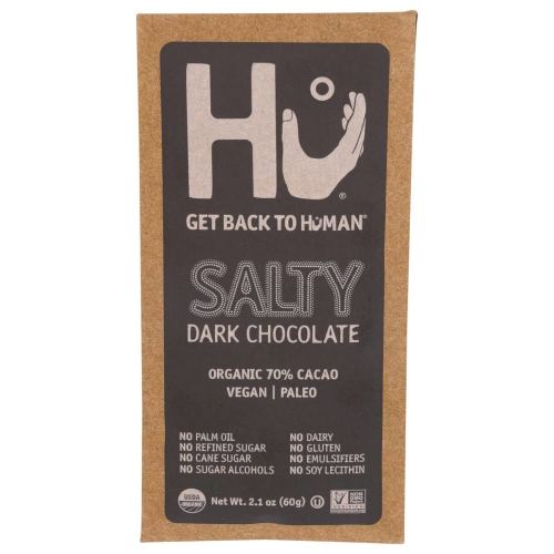Hu Salty Dark Chocolate, Natural Organic Vegan, Gluten Free, Paleo, Non GMO, Fair Trade Dark Chocolate, 2.1oz