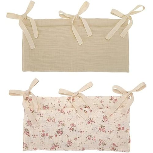 Eforcase 2PCS Baby Crib Organizer Cot Caddy Bed Storage Bag Hanging Pocket Diaper Nursery Organizer Bed Hanging Organizer Bag
