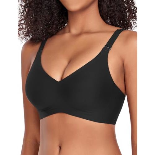 JOYTREE Silky Bras for Women No Underwire V Neck Bralettes for Women Cloud Feel Everyday T Shirt Bra with Extender