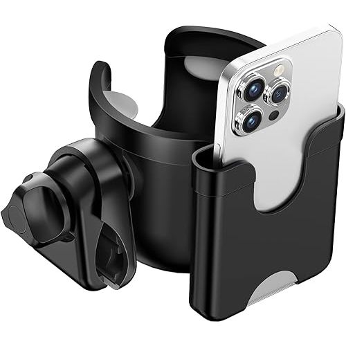 Guiseapue Stroller Cup Holder with Phone Holder, Bottle Holder for Wheelchair, Walker, Bike, Stroller Accessories for Uppababy, Nuna, Doona, Gifts for Her, Him, Kids