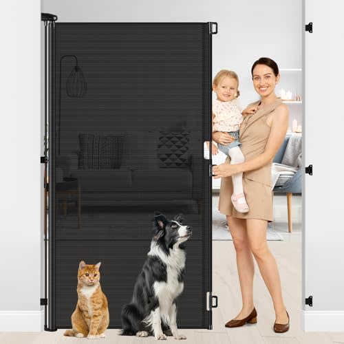 72 Inch Extra Tall Retractable Dog Gate 55 Inch Wide Extra Tall Retractable Gate 6 Foot Retractable Baby Gates Extra Tall Cat Gate 6 Ft Extra Tall Dog Gates for Doorway Extra Tall Retractable Cat Gate