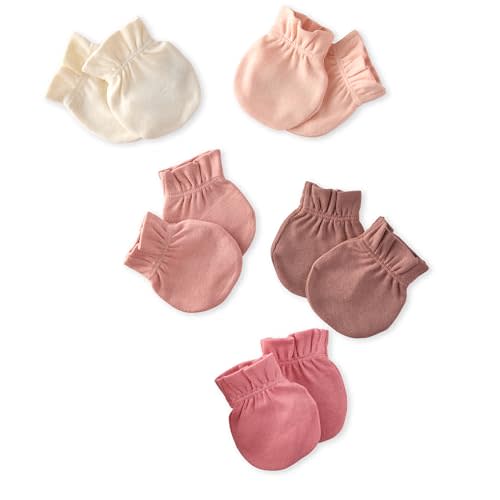 Morgan 5-Pack Baby Mittens 100% Organic Cotton No Scratch Mittens for Newborn Baby Boys & Girls