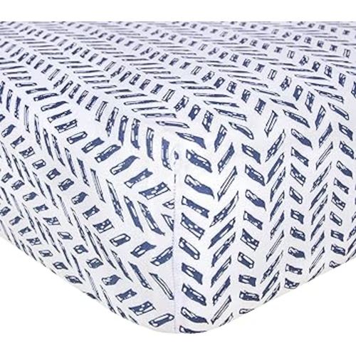 Burt's Bees Baby Pattern Fitted Crib Sheet Organic Cotton BEESNUG - Guide The Way Prints, Fits Unisex Standard Bed and Toddler Mattress, Infant Essentials, 52 x 28 Inch 1-Pack