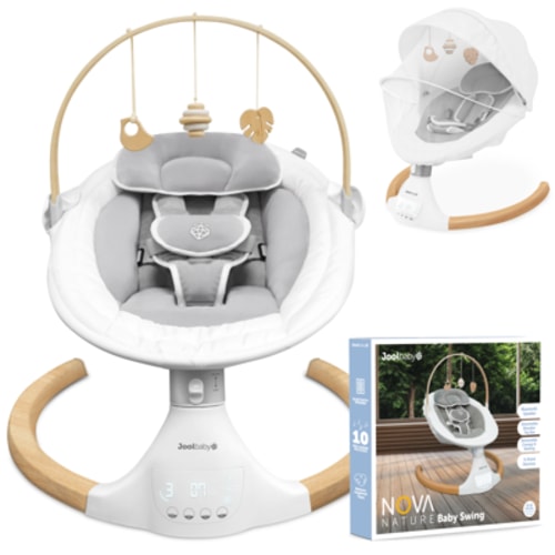 Jool Baby Nova Nature Portable Newborn Swing - Compact Electric Motorized, Bluetooth, 10 Preset Melodies, Remote