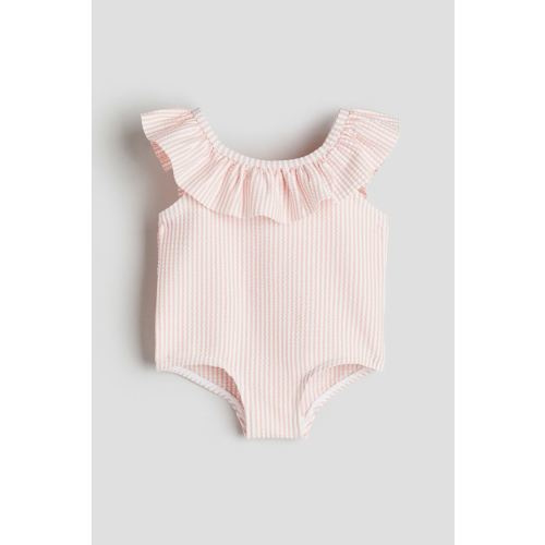 Flounce-trimmed Swimsuit, Light pink/white striped - 18M/2T (1-2Y)