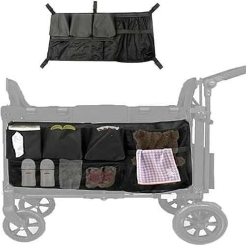 Stroller Wagon Cargo Net and Wagon Accessories Organizer, Large Capacity Mesh Organizer with Sorting Pockets, Compatible with WONDERFOLD W-Series Models