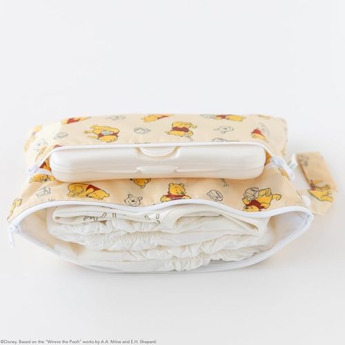 Bumkins Disney Waterproof Wet Dry Clutch Bag for Baby, Travel, Swim Suit, Cloth Diapers, Pump Parts, Pool, Gym Clothes, Toiletry, Hook to Stroller, Daycare, Packing Pouch, Zip Bag, Mickey and Minnie - Clutch Wet Dry
