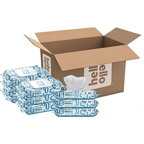 Hello Bello Extra Gentle Unscented Baby Wipes, Plant Based, Made with 99% Water and Aloe for Babies and Kids, 60 Count (Pack of 9) Total 540 Count