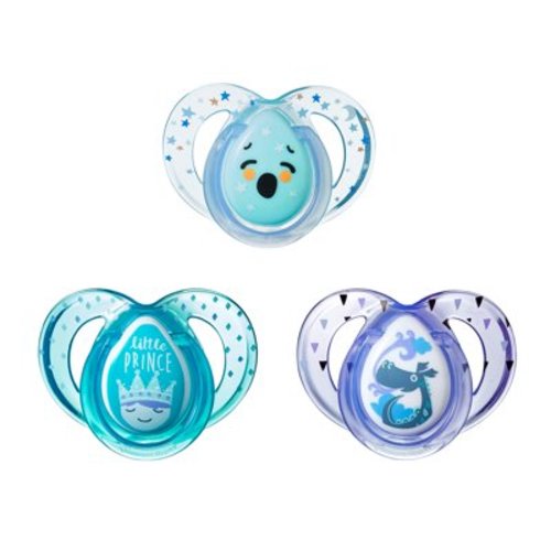 Tommee Tippee Day & Night Pacifier 6-18 Months, Pattern, Design and Colors May Vary - 3 Count