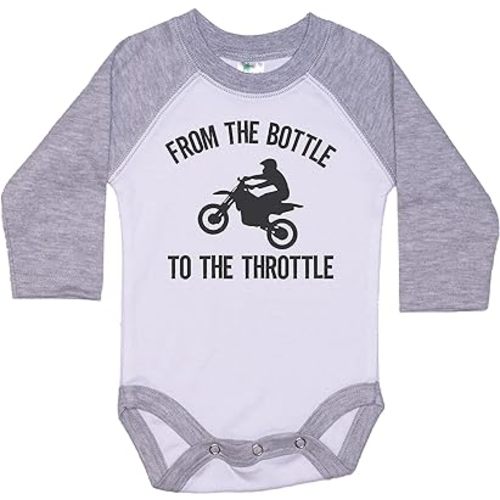Ebenezer Fire Motocross Onesie/From The Bottle To The Throttle/Baby Dirt Bike Outfit/Raglan