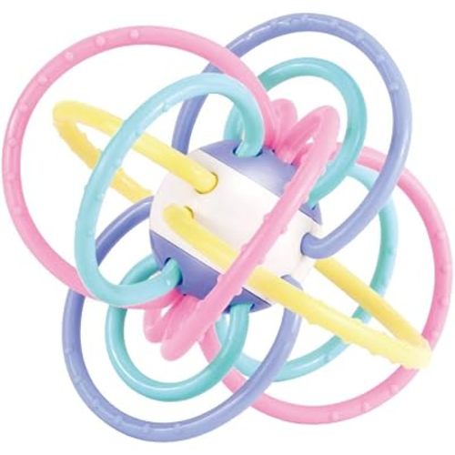 Sensory Teether and Rattle. Grab, Chew, and Shake. Plastic Center for Easy Cleaning and No Exposed Screws. Infant Safe for Plus 0 Months