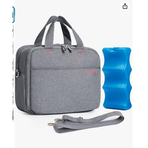 Lekebaby Breastmilk Cooler Bag with Ice Pack Fits 4 Baby Bottles, Baby Bottle Cooler Bag, BreastMilk Cooler Bag for Nursing Mom Daycare