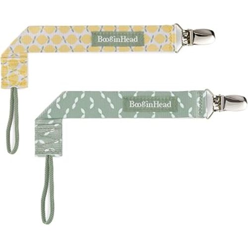BooginHead Pacifier Clip Baby Pacifier Holder PaciGrip 2-Pack, Lemons and Leaves
