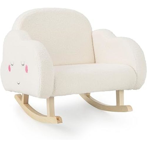 INFANS Kids Sofa, Toddler Rocking Chair with Solid Wooden Frame, Anti-Tipping Design, Plush Fabric, Children Armchair for Nursery Kindergarten Playroom Preschool, Gift for Boys Girls