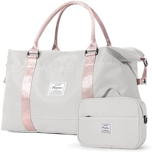 Amazon.com | HYC00 Travel Duffel Bag with Toiletry Bag, Sports Tote Gym Bag, Shoulder Weekender Overnight Bag for Women,Grey & Pink | Sports Duffels