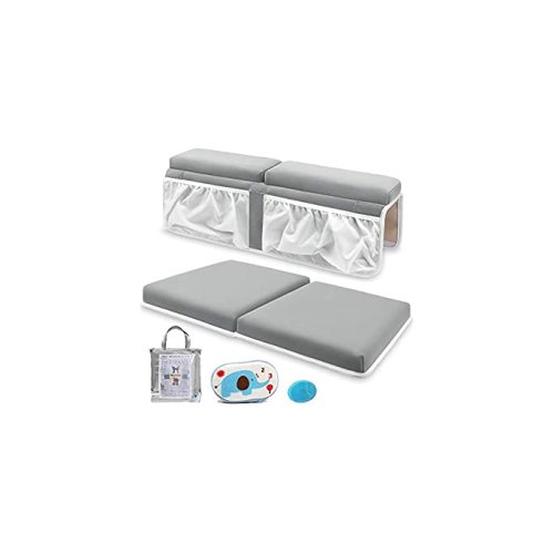 Bath Kneeler and Elbow Rest Pad Set for Baby Bathtub, Thick Non-Slip Bathing Kneeling Mat Cushion Quick Drying Bathtub Knee Saver with Arm Support and Pockets for Bathroom Bathing time Comfort, Gray - Grey