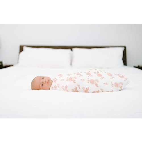 aden + anais Snuggle Knit Baby Swaddle Blanket for Newborn Girl and Boy, Versatile Stroller Cover, Burp Cloth, Nursing Shield, 47 x 47 Inch, Rosettes