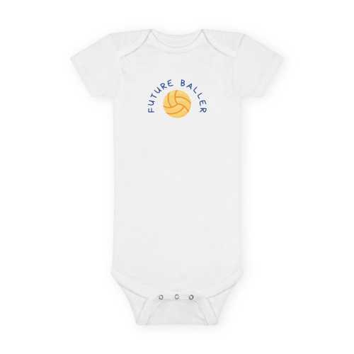 Water Polo: Blue Text Baby Short Sleeve Onesie- 6M