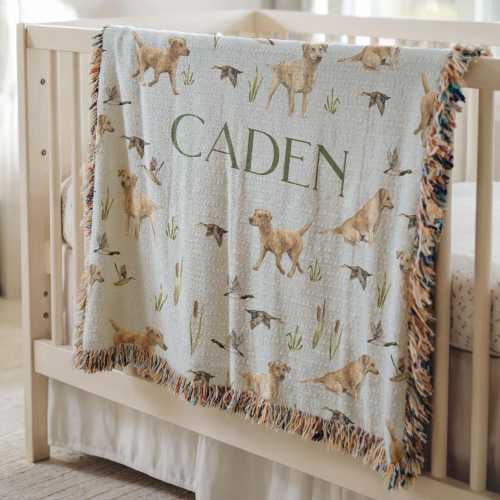 Mallard Duck Nursery Personalized Name Blanket Duck Hunting Nursery Yellow Lab Duck Dog Blanket Duck Baby Blanket Hunting Baby Shower Gift
