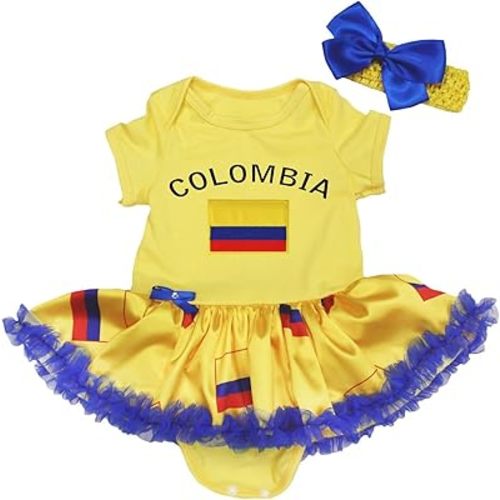 Petitebella Colombia & Flag Baby Dress Nb-18m