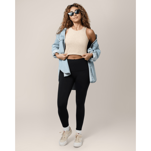 Sublime® Bamboo Hands-Free Pumping Longline Bra Top | Oatmeal Heather