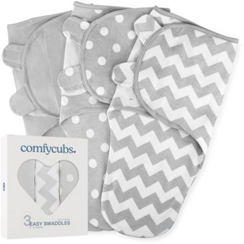Swaddle Blankets For Baby Girl & Boy 3 Pack Sleep Sack Velcro By Comfy Cubs (small 0-3 Months, Gray)