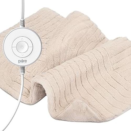 Pure Enrichment PureRadiance Luxury Heating Pad for Cramps, Back, Neck, & Shoulder Pain Relief, Patented Design, Soft Faux Fur & Micromink, 6 Heat Settings, Machine Washable, 12”x24” (Golden Sands)