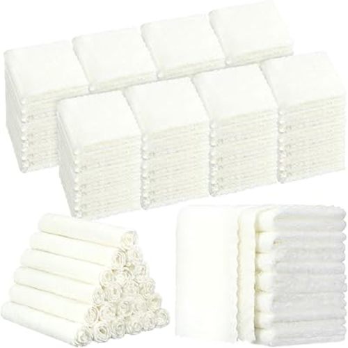 100 Pack Baby Washcloths Bulk 10 x 10 Inch Microfiber Coral Fleece Baby Face Towels Absorbent and Soft Baby Wash Cloths for Newborns Infants and Toddlers (White)