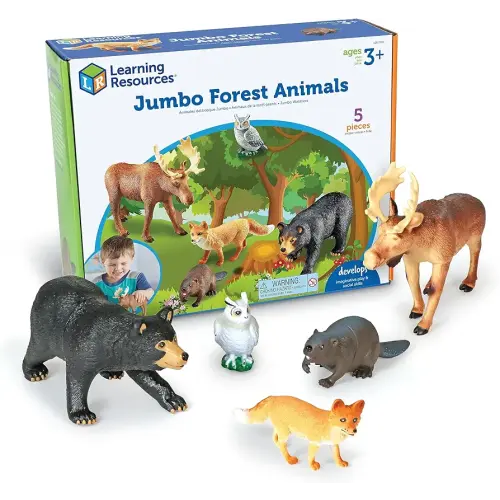 Learning Resources Jumbo Forest Animals - 5 Pieces, Ages 3+ Pretend Play Animals for Toddlers, Preschool Learning Toys, Kids Play Animal Figures, Zoo Animals