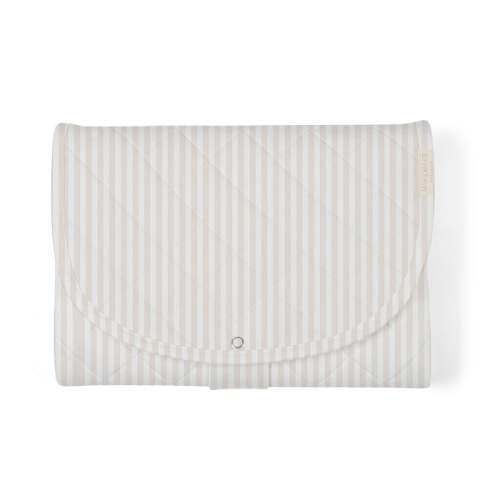 Organic Portable Changing Mat - Beige Stripes