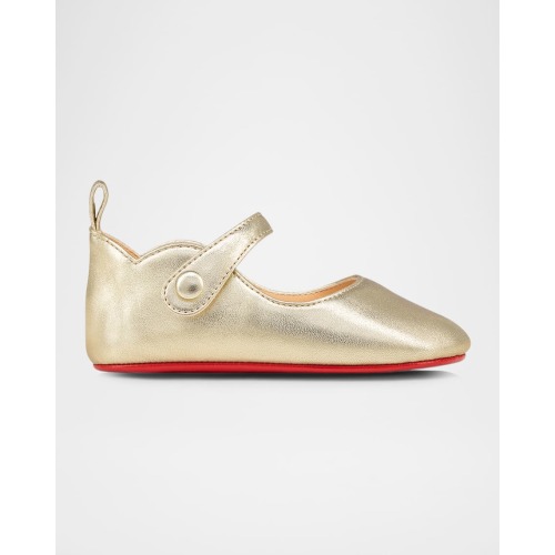 Girl's Love Chick Metallic Leather Ballerina Shoes, Baby
