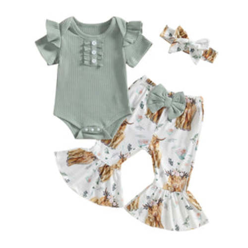Aveline Floral Bell Bottoms Outfit & Bow for Baby & Toddler Girls – Bitsy Bug Boutique