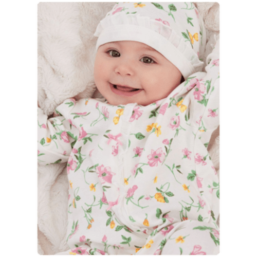Vintage Rose Footed One-Piece And Hat