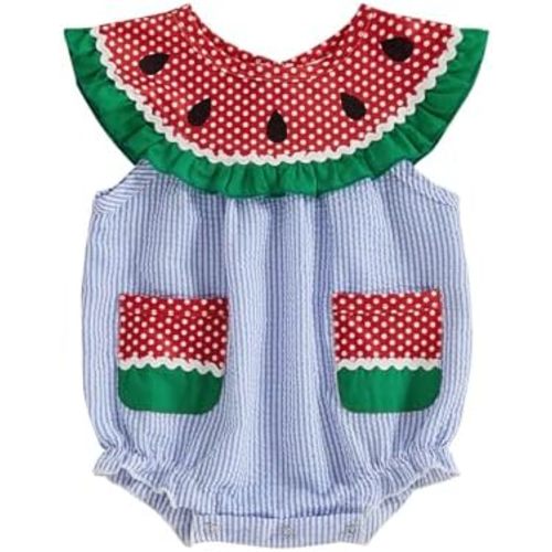 Karwuiio Toddler Baby Girl Clothes Sleeveless Romper Jumpsuit Cute Watermelon One Pieces Baby Summer Outfits