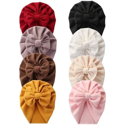 KIDOCHEESE Baby Turban Big Hair Bow Baby Hat Baby Girl Soft Beanie Cap Newborn Infant Toddler Kid Headwrap
