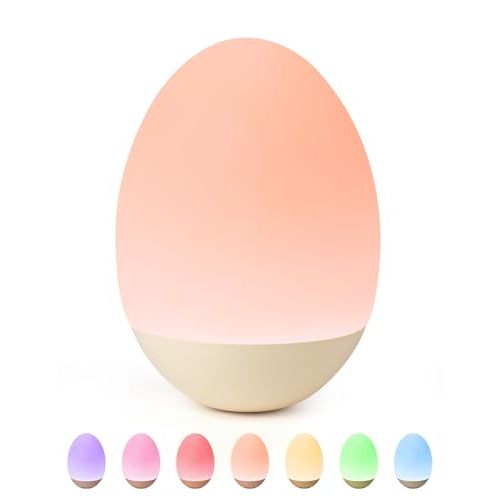 Egg Night Light for Nursery: Baby Night Lights Tap Lamp Stepless Dimming with Warm White and 7 RGB Colors Rechargeable Portable for Infant and Kids Bedroom Breastfeeding Sleep Aid