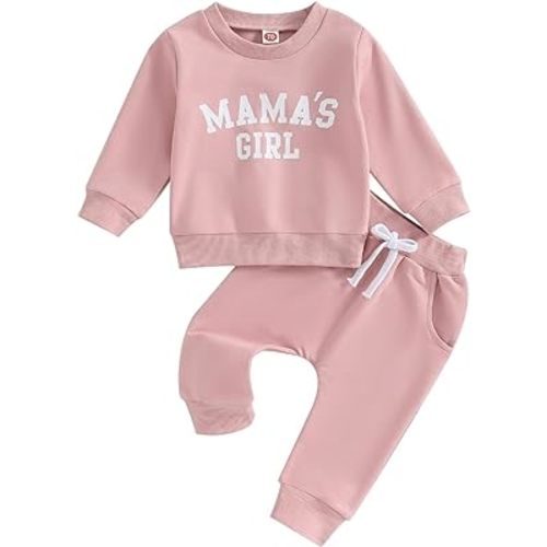 Baby Girl Clothes Daddy Mama Saying Outfits Long Sleeve Fall Winter Infant Toddler Sweatshirt Top Pants Set